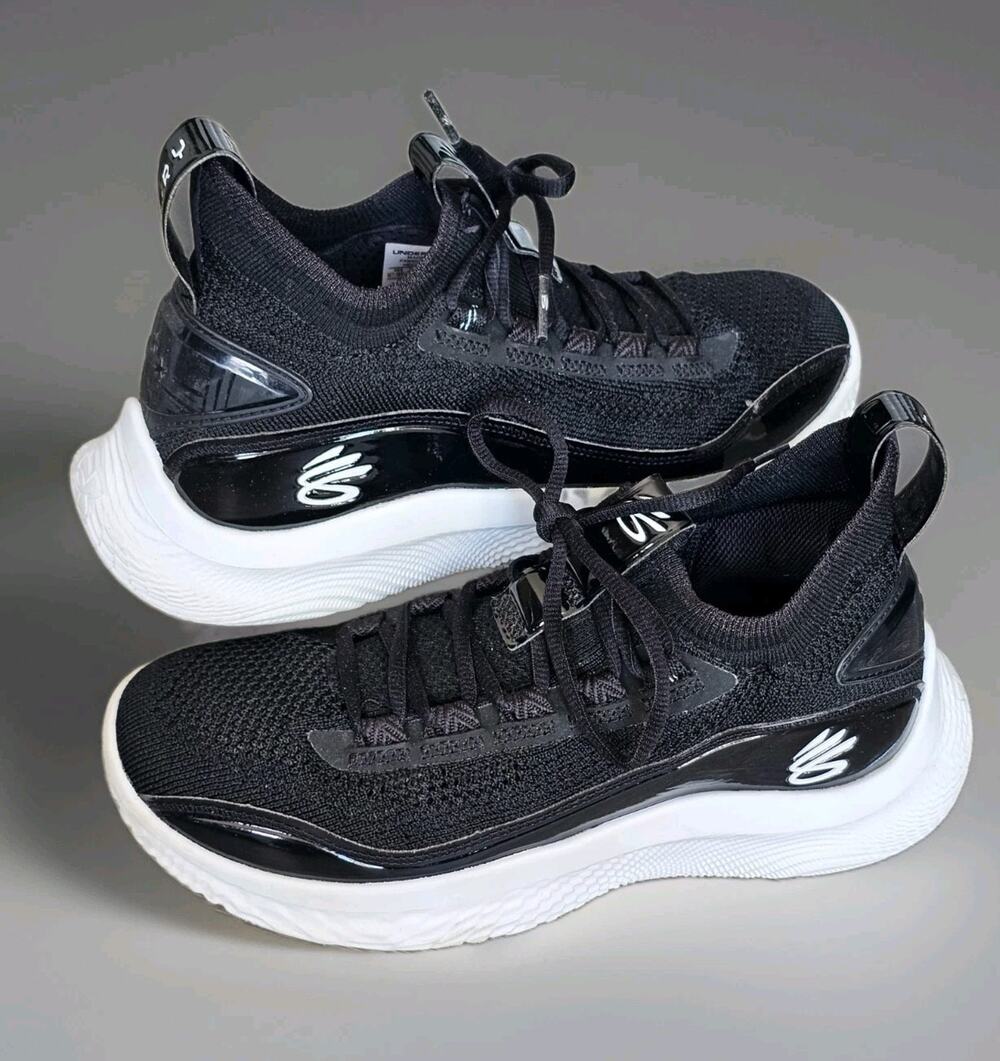 B4 Under Armour Curry Flow 8 Black White US M7 W8.5 Sneakers Shoes M3024785